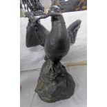 BRONZE FIGURE OF A DOVE WITH IMPRESSED MARK 41CM TALL