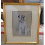 MARION HARVEY TERRIER SIGNED GILT FRAMED GOUACHE 33 CM X 25 CM Condition Report: