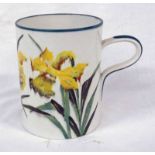 WEMYSS WARE MUG WITH DAFFODIL DECORATION. HEIGHT 14.