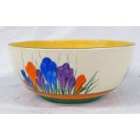 CLARICE CLIFF BOWL WITH CROCUS PATTERN.