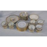 19TH CENTURY GILT & WHITE ENGLISH PORCELAIN 12 PLACE TEA SERVICE WITH PANELS OF LADIES