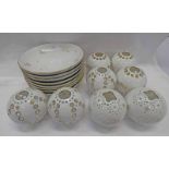 8 HEREND PORCELAIN LIGHT SHADES & MATCHING DISHES