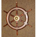 A ships wheel, 60cm wide.. Some water damage and general wear. One grip with a long flat section