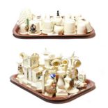 Crested china to include thimbles, cheese dishes, sundials, stick telephones, longcase clocks etc (