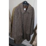 Circa 1990/2000s Burberry men's classic single breasted wool overcoat, in mid brown herringbone,