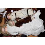 Small Armand Marseille bisque shoulder head 370 doll, blond wig, sleeping blue eyes, open mouth on