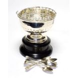 A George V silver rose-bowl, by Walker and Hall, Sheffield, 1929, tapering and with fluted lower