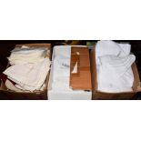 Quantity of textiles, linen etc (in three boxes)