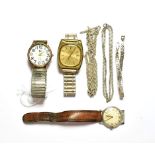 A gold plated automatic Omega wristwatch, a stainless steel Roamer wristwatch, a quartz
