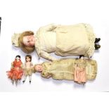 Armand Marseille bisque shoulder head doll with sleeping brown eyes, original brown wig, open