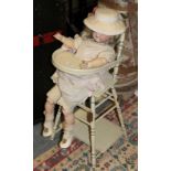 Simon & Halbig/K&R bisque socket head doll with large brown eyes, open mouth, blond wig, pierced