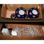 Glass mirrored stands, glass wares etc (five boxes)