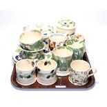 A group of Emma Bridgewater pottery including mugs, cups and saucers, jar and cover, butter box
