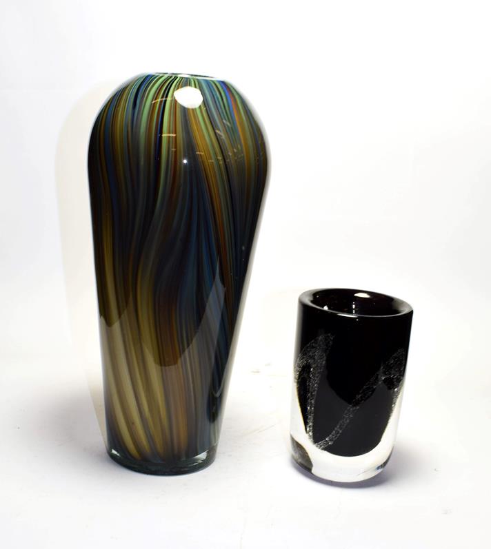 Kosta glass vase, signed, along with an Italian cased vase (2)