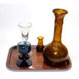 Clutha type carafe and glass and other pieces including an 18th century double series opaque twist