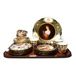 A Vienna porcelain cabinet plate, titled ''Gute Nacht'', three Vienna porcelain side plates, six