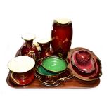 A selection of rouge ''Carlton ware, Crown Devon fieldings and Royal Minton wares (one tray), and