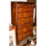 An 18th century walnut chest on chest, 110cm by 59cm by 174cm . Drawers all running well. Handles