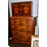 A Victorian mahogany crossbanded bow-fronted chest of drawers, 110cm by 56cm by 132cm