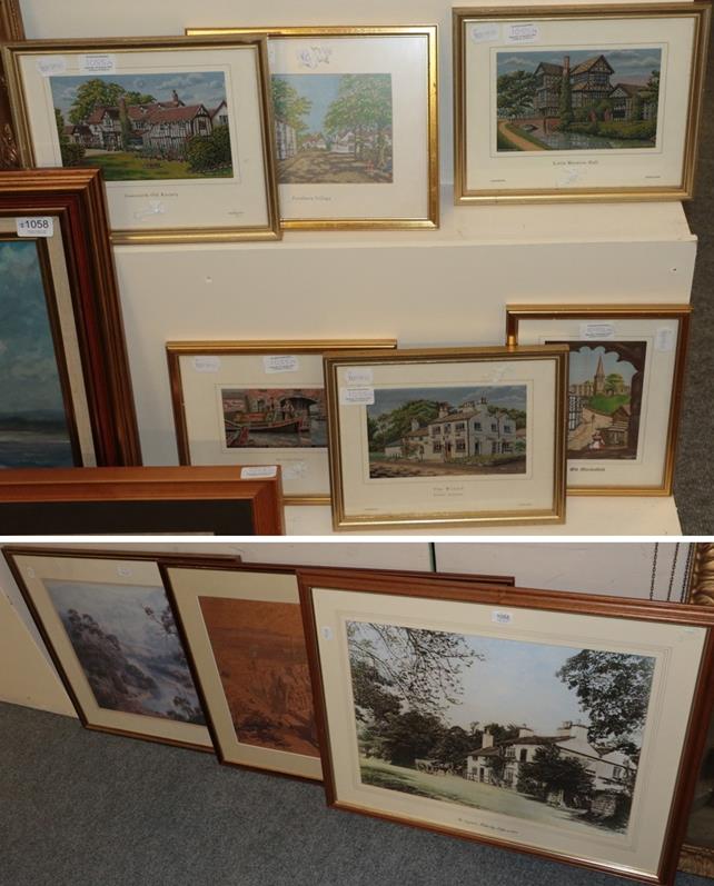 Nine various works of Cheshire interest, antique photograph of Alderly edge, a print of old