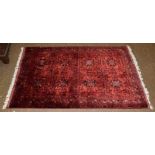 Afghan Beshir rug, deep red ground, 156cm by 103cm