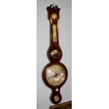 An inlaid mahogany wheel barometer signed F A Pizzala, 7 Charles Street, Hatton Garden