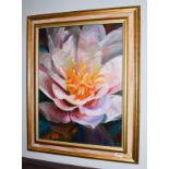 Nancy Murgatroyd (Contemporary) ''Dream Away'' study of a camellia, signed, oil on canvas, 59cm by