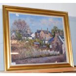 J*D*Henderson (20th century) Townscape, signed and dated (19)90, oil on canvas, 49cm by 59cm