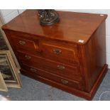 A modern oak three height straight fronted chest of drawers, 96cm by 46cm by 70cm