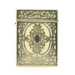 A Silver Mounted Ivory Card Case, circa 1860, of rectangular form, with vacant cartouche on a scroll