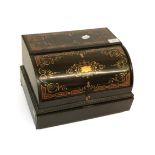 A Napoleon II Brass and Tortoiseshell Inlaid Ebonised Table-Top Writing Cabinet, the rectangular top