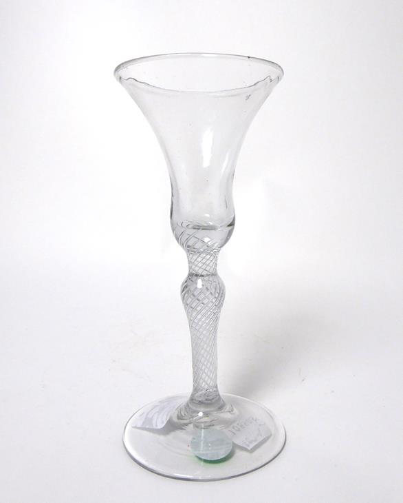 A Wine Glass, circa 1760, the bell shaped bowl on an air twist baluster stem, 17.5cm high. No - Image 5 of 6