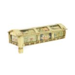 A French Bone Prisoner of War Work Games Box, early 19th century, of sarcophagus form, set with