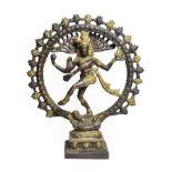 An Indian Patinated Bronze Figure of Shiva Nataraja, 19th/20th century, dancing on the back of a