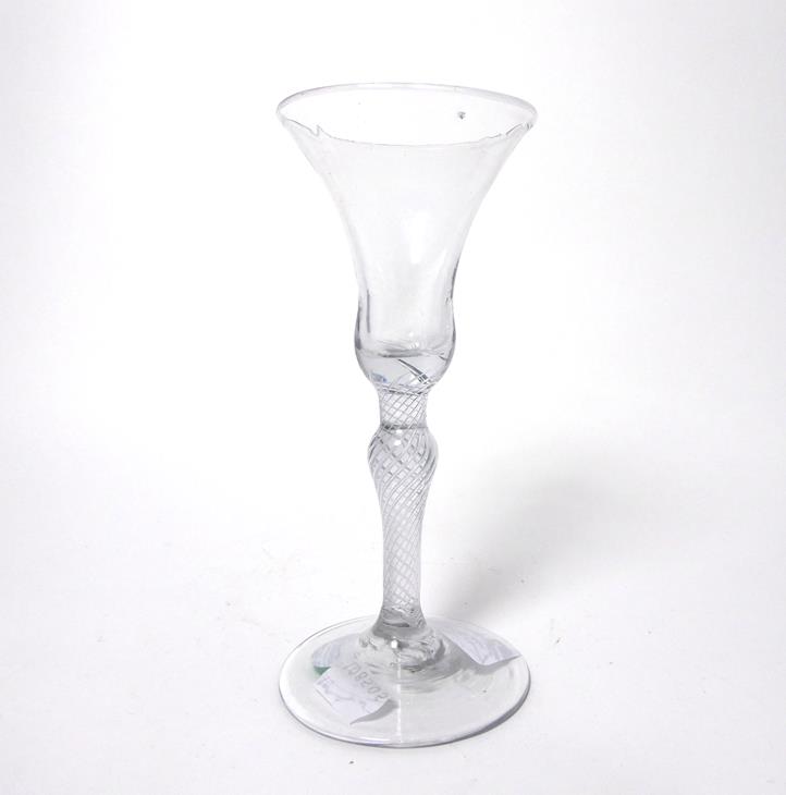 A Wine Glass, circa 1760, the bell shaped bowl on an air twist baluster stem, 17.5cm high. No - Image 3 of 6