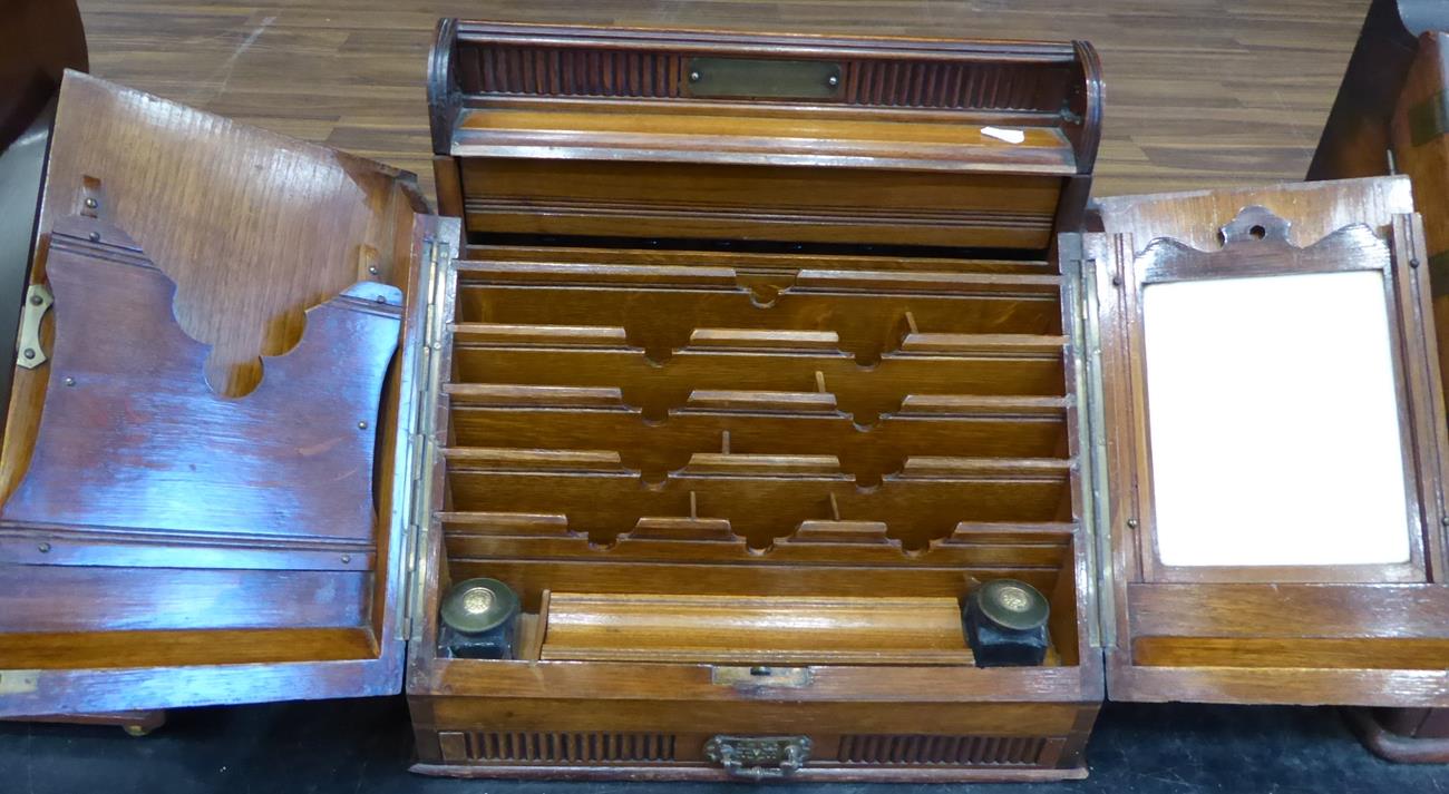 A Victorian Oak Correspondence Box, with presentation plaque dated May 30th 1891, the moulded - Image 6 of 10