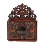 A Victorian Carved Oak Country House Letterbox, with scrolling oak leaf pierced cresting inscribed