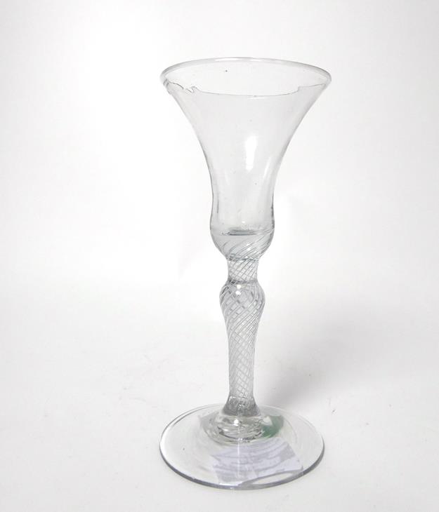 A Wine Glass, circa 1760, the bell shaped bowl on an air twist baluster stem, 17.5cm high. No - Image 4 of 6