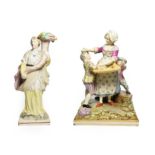 A Pearlware Figure Group, circa 1810, in Meissen style, modelled as two boys trying to steal fruit