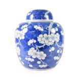 A Chinese Porcelain Jar and Cover, Kangxi reign mark but not of the period, of ovoid form, painted