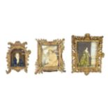 A Giltwood and Gesso Picture Frame, 18th century, of arched form with shell and scroll decoration,