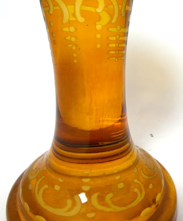 A Bohemian Amber Overlay Clear Glass Goblet Vase and Cover, mid 19th century, the panelled bowl - Image 16 of 29