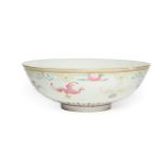 A Chinese Porcelain Bowl, Guangxu mark and possibly of the period, painted in famille rose enamels