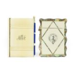 A Ivory Mounted Card Case, circa 1870, of rectangular form, with monogram within fluted borders, and