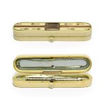 A Gold Mounted Ivory Toothpick Case, early 19th century, of rounded rectangular form, the hinged