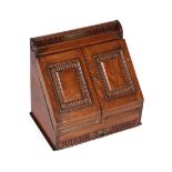 A Victorian Oak Correspondence Box, with presentation plaque dated May 30th 1891, the moulded