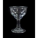 A Sweetmeat Glass, circa 1750, the double ogee bowl on a plain stem and circular foot, 16cm high. No