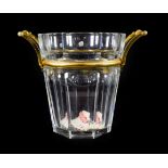 A Baccarat Gilt Metal Mounted Glass Champagne Cooler, modern, Harcourt pattern, of tapering