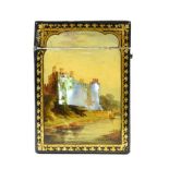 A Black Lacquer Card Case, circa 1860, of rectangular form, painted and inlaid with mother-of-