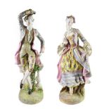 A Pair of Meissen Style Porcelain Figures of a Lady and Gentleman, late 19th century, standing